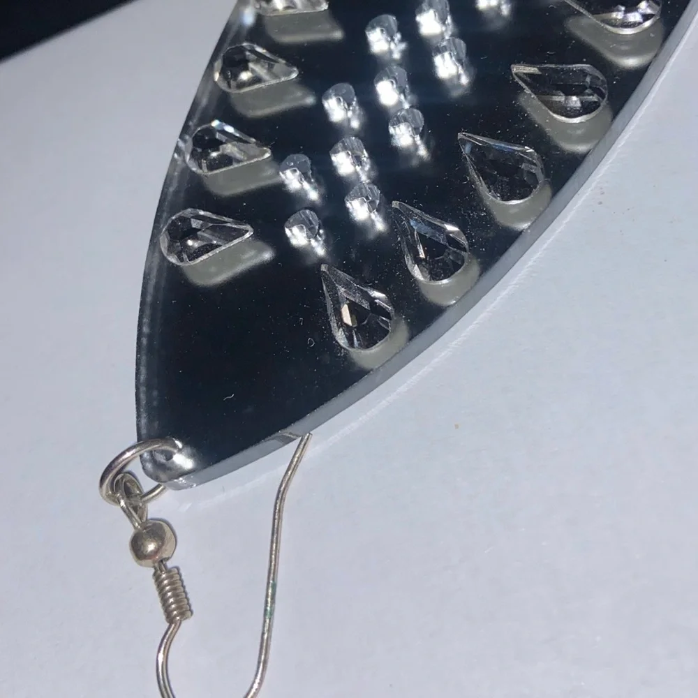 Tatty DeViNe acrylic ironing earrings mirrored sparkly earrings NEW in box iron